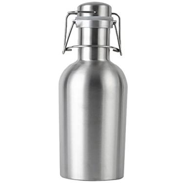 Imagem de LOVIVER Growler Cerveja Growler de aço inoxidável com tampa de balanço, mantenha fresco e frio com vedação hermética, prata - 1L