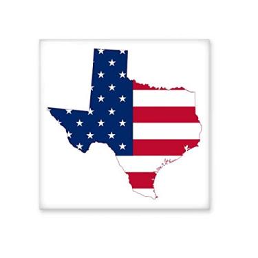 Imagem de Texas USA Mapa Estrelas Listras Bandeira Formato Cerâmica Azulejo Brilhante Decalque Pedra Adorna Tijolo Vitrificado