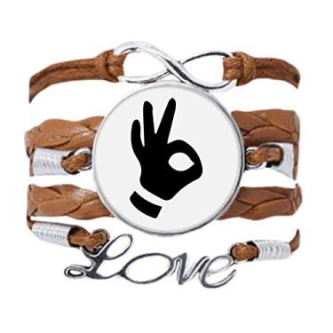 Imagem de DIYthinker Pulseira com estampa de contorno de gesto OK com corrente de amor, enfeite de pulseira, presente