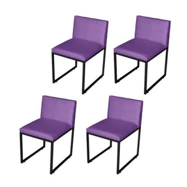 Imagem de Kit 4 Cadeiras De Jantar Metálica Preto Com Suede Vittar - Móveis Mafe