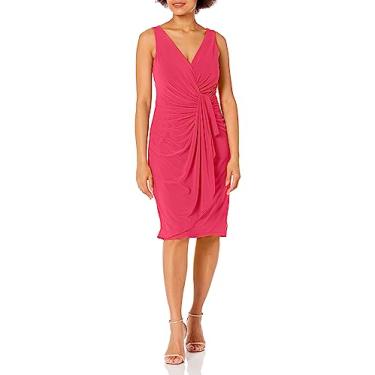 Imagem de Adrianna Papell Vestido feminino drapeado de jérsei curto, Rosa cabaré, 40