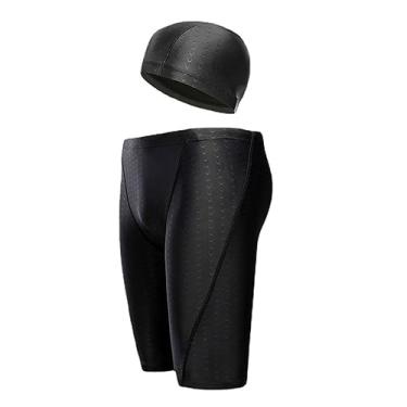 Imagem de Dressnu Calção de banho masculinoCalção de banho Touca de natação masculina, Preto, XXG