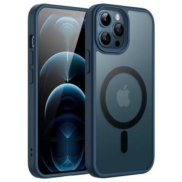 Imagem de JETech Capa Magnético para iPhone 12 Pro Max 6,7 Polegadas Compatível com MagSafe, Case Capinha Translúcido Fosco Verso Fina à Prova de Choque Tampa (Azul)