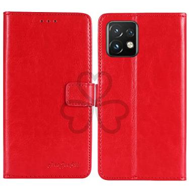 Imagem de TienJueShi Suporte de livro vermelho retrô protetor de couro TPU capa de silicone para Motorola Edge 40 Pro 6,7 polegadas capa de gel carteira Etui