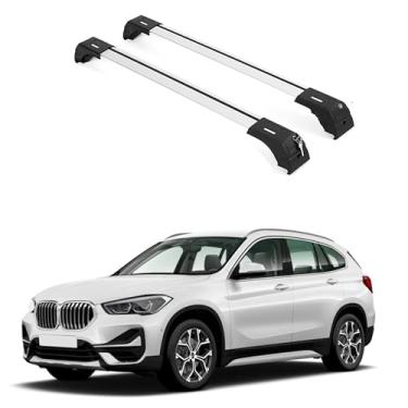 Imagem de ERKUL Barras transversais de rack de teto para BMW X1 U11 2023-2024 | Barras transversais de alumínio anti-roubo para telhado, transportador de carga, bagagem, caiaque, canoa, bicicleta | Prata
