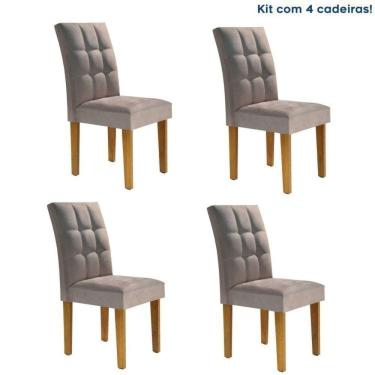 Imagem de Conjunto 4 Cadeiras Estofadas Hobby Ypê/Cinza