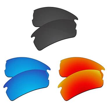 Imagem de EZReplace Lentes de reposição para óculos de sol Oakley Flak 2.0 XL OO9188 (lentes polarizadas) – Serve para armação Oakley Flak 2.0 XL (preto carbono + azul gelo + vermelho fogo)