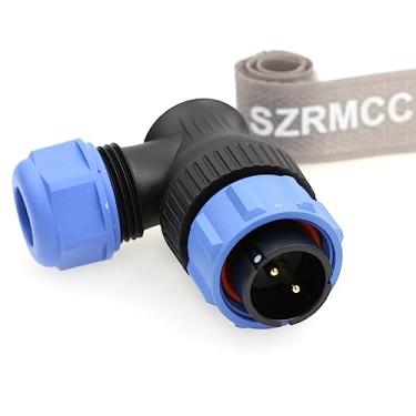 Imagem de SZRMCC Conector SP21, ângulo reto, 2 pinos, macho, 12 V 30A, plugue conector de aviação circular IP68 impermeável industrial para estação de energia solar BLUETTI AC200MAX