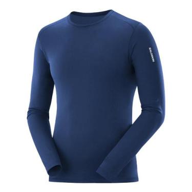 Imagem de Camiseta Salomon Hybrid Masculina Manga Longa Azul Gg