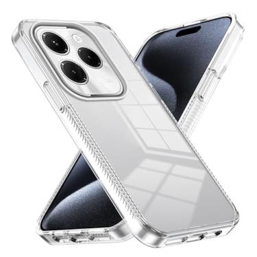 Imagem de Capa para celular compatível com itel S23 Plus 4G S681LN, material duplo transparente (TPU + painel traseiro de policarbonato transparente) branca