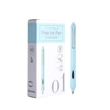 Imagem de Joucien Caneta esferográfica neutra líquida reta de 0,5 mm, secagem rápida, núcleo substituível, caneta neutra - azul vitalidade - 12 peças/caixa