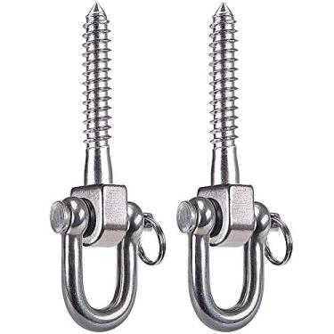 Imagem de SELEWARE 2 Pack Swing Hangers Swing Set Hooks Stainless Steel Hammock Hooks for Porch Swing, Hammock Chair, Heavy Bag, Yoga Silk, Suspension Straps, Gymnastics Rings