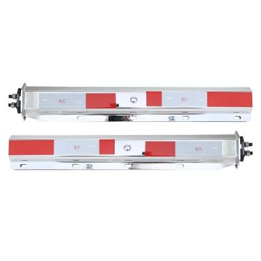 Imagem de TBOZZ Gancho reto de aba de lama com fita de visibilidade, 3,8 cm no espaçamento do parafuso de montagem, 76 cm de comprimento. Versão cromada e versão preta (cromado)