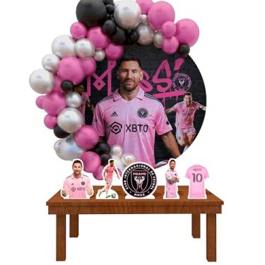 Imagem de Kit Decoração Painel Redondo Festa de Aniversário Infantil Messi Jogador Inter Miami