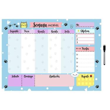 Imagem de Mural Planejador de Metal Semanal 40x60cm + Caneta - Ideal Planners