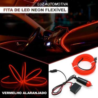 Imagem de Fita Barra Led P/ Painel Vermelho Alaranjado Tigra 5m Metros Flexível 