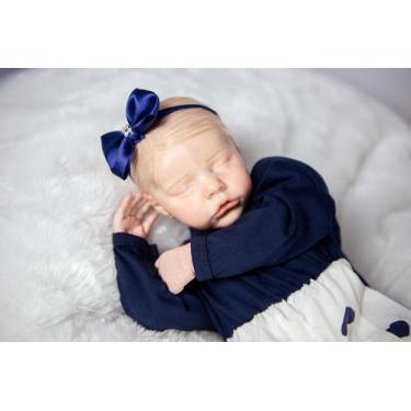 Imagem de Bebê Reborn Menina  Realista  Fofa Loira - Mundo Azul e Rosa