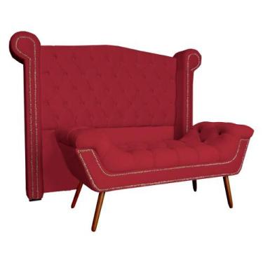 Imagem de Conjunto Sienna Cabeceira e Recamier King 195 Cm Corano Vermelho - LM 
