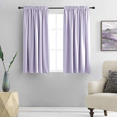 Imagem de DONREN Painéis de cortina blackout roxo lavanda para sala de estar - Cortinas com isolamento térmico para escurecimento do varão para janela (106 x 113 cm de comprimento, 2 painéis)
