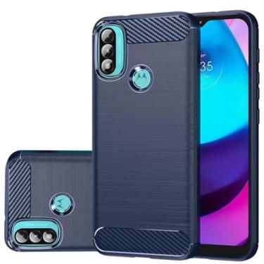 Imagem de Gufuwo Capa para Moto E20, Capa para Moto E30/Motorola E40, Capa de telefone fina de fibra de carbono TPU macia capa protetora antiarranhões à prova de choque para Motorola Moto E20 azul