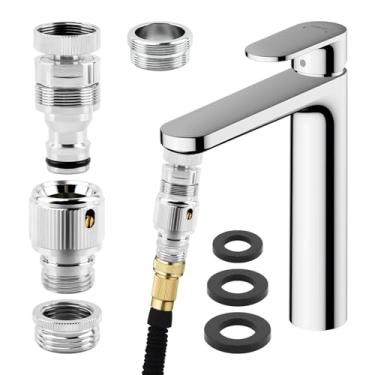 Imagem de Adaptador de torneira de 4 peças, conector rápido, torneira para mangueira de jardim, adaptador de máquina de lavar louça, adaptador de acoplamento de pressão para mangueira de chuveiro, banheiro,