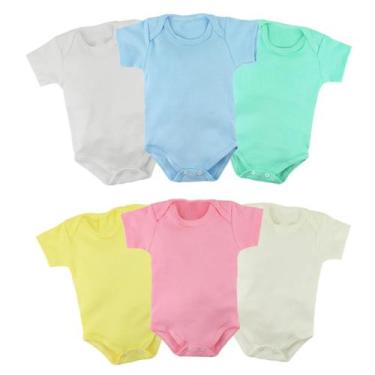 Imagem de Kit 10 Body Bebê Manga curta Liso Suedine Roupa Bebê Atacado - ALYATH,