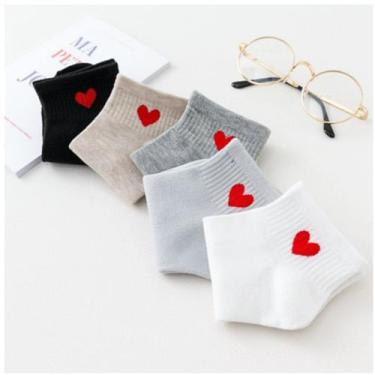 Imagem de Kit 12 pares Meia Love Coração Algodão Feminina Cano Curto - Atacado d
