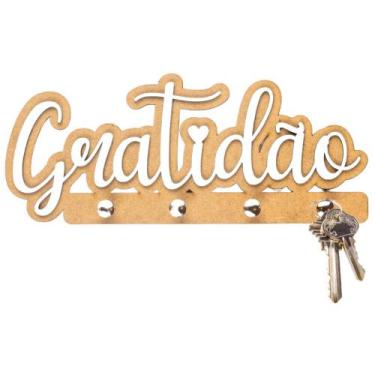 Imagem de Porta Chaves Parede Gratidão Decorativo Criativo - CARMISINI