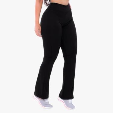 Imagem de Calça Flare Bailarina Peluciada Cintura Alta Forrada Flanelada Grossa 