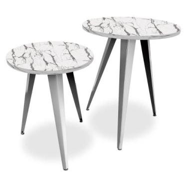 Imagem de Conjunto Jogo Mesa De Canto Decorativa Lateral Ornes Para Sala Quarto 