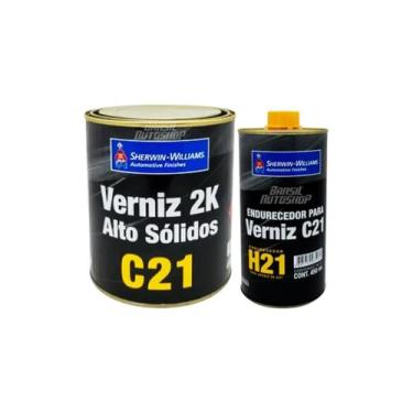 Imagem de Kit Verniz c21 Alto Solido Automotivo 900ml + endurecedor C21 450ml - 