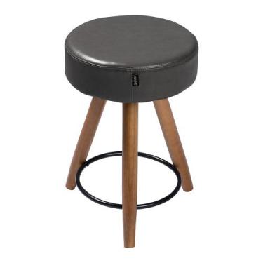 Imagem de Banco Paris Retrô 50cm - Madeira e Assento Acolchoado - SALA ONE, Pret