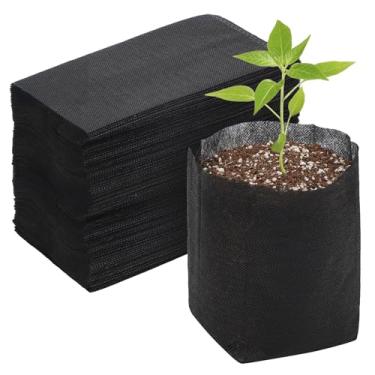 Imagem de GREANER Sacos de plantas para plantio, 100 peças de vasos de plantas biodegradáveis, sacos de tecido para iniciantes de mudas para plantas, bolsa de sementes de jardinagem para batata, flor, tomate