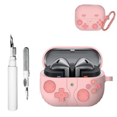 Imagem de TSVSXS Capa fofa compatível com Samsung Galaxy Buds3 Pro/Galaxy Buds 3 (2024) com chaveiro, capa protetora de silicone macio à prova de choque com kit de limpeza