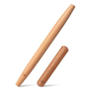 Imagem de Bamboo Land - Conjunto de rolo francês – Rolo de massa de madeira natural (20 cm, 40 cm), rolo de massa para pizza, rolo de massa para cozinha