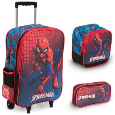 Imagem de Kit Mochila Escolar Bolsa Masculina Spider Man Carrinho - Plike