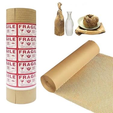 Imagem de Ufriandz kit de embalagem de prato suprimentos móveis 15 "* 660' papel de embrulho de favo de mel, grande material de embalagem de rolo de almofada de bolha expansível reciclável para itens