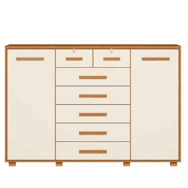 Imagem de Cômoda Sapateira Grande 7 Gavetas 2 Portas Mdp Mdf Santana Cinamomo Off White