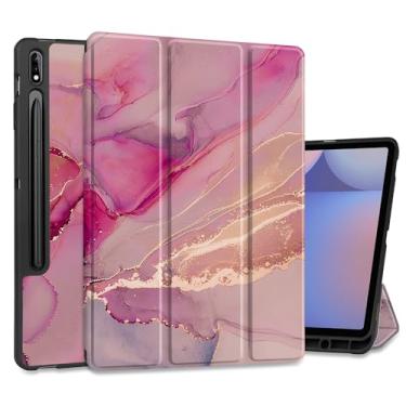 Imagem de MEEgoodo Capa para Samsung Galaxy Tab S9 Plus/S9 FE Plus 12,4 polegadas 2023 com suporte para caneta, capas para tablet com suporte dobrável de couro + capa traseira de TPU macio + despertar/hibernar