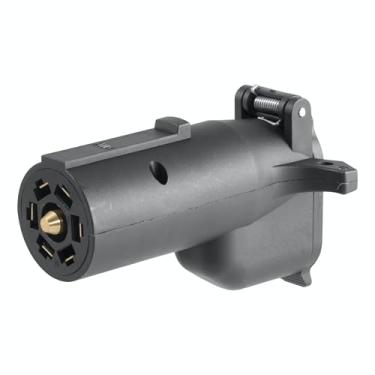 Imagem de CURT 57726 Adaptador de Fiação de Reboque Redondo de 7 Vias Lado para Veículo com Lâmina de Reboque de 6 Vias com Alarme de Backup, Energia Auxiliar de Pin Central