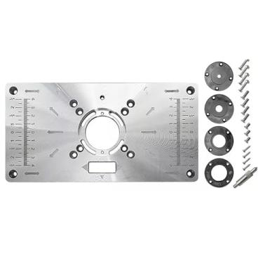 Imagem de Placa Base de Alumínio para Mesa Tupia Invertida, com Régua Métrica e Acessórios de Montagem