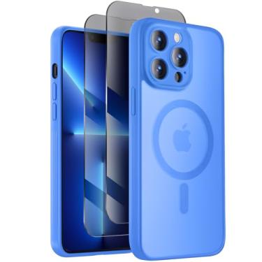 Imagem de Symcele Capa projetada para iPhone 13 Pro Max, compatível com MagSafe, com protetores de tela de privacidade X2, [proteção da câmera] [proteção contra quedas militares] capa de telefone à prova de