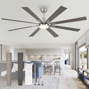 Imagem de ZMISHIBO 72 inch Brushed Nickel Modern Ceiling Fans with Lights and Remote, Indoor/Outdoor Ceiling Fan for Living Room Patio, 6 Speed Reversible Quiet DC Motor, 3 CCT, Dual Finish Blades