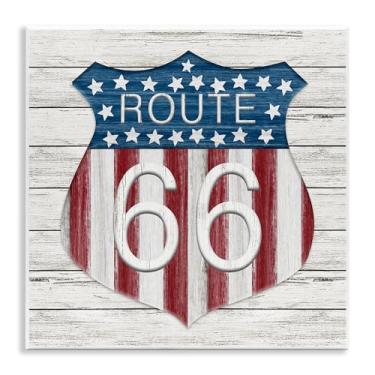 Imagem de Stupell Industries Design artístico de placa de parede Rustic Route 66 por Natalie Carpentieri, 12 x 12