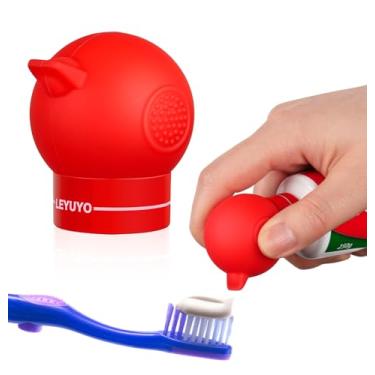 Imagem de LEYUYO Vácuo de silicone atualizado - Dispensador de pasta de dente com bomba com tampa de fechamento automático, serve na maioria dos tubos de pasta de dente, dosagem precisa, limpa e sem desperdício