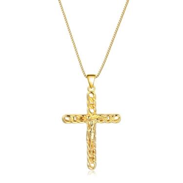 Imagem de FLORA COLAR FOLHEADO A OURO 18K CRUCIFIXO CORRENTE ZIRCÔNIA CRAVEJADA