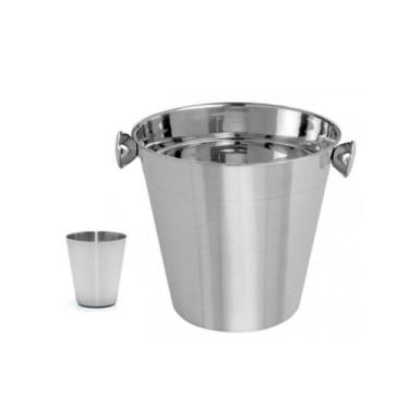 Imagem de Balde de Gelo Pequeno 1,1L e Copinho Dosador 30ml Aço Inox - MIMO