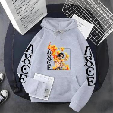 Imagem de Novo One Piece anime Ace moletom com capuz de lã transfronteiriça masc