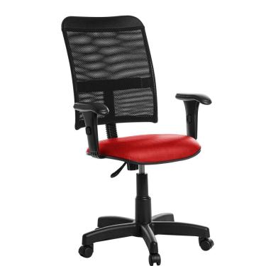 Imagem de Cadeira De Escritório Giratória Tela Com Braço Vermelho Rj