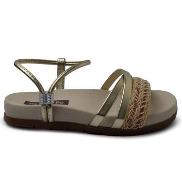 Imagem de Sandália Infantil Pe com Pe Feminina Lunna 36088 - PÉ COM PÉ, 31, Dour